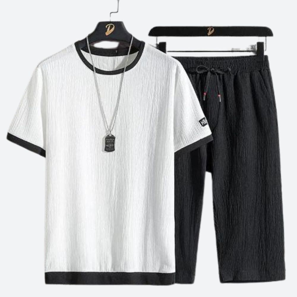 Herren-Set, zweiteilig, lässiger Baumwolle, für Sommerkleidung-3