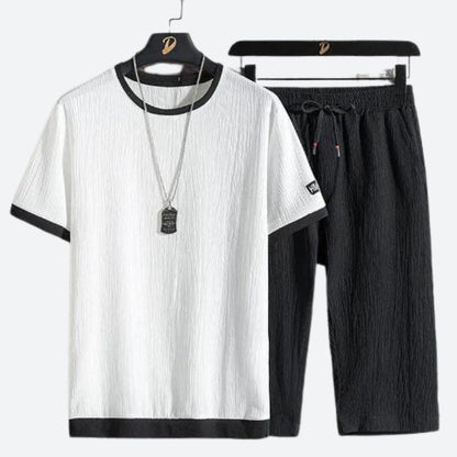 Herren-Set, zweiteilig, lässiger Baumwolle, für Sommerkleidung-3