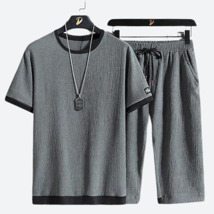 Herren-Set, zweiteilig, lässiger Baumwolle, für Sommerkleidung-2