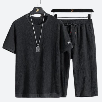 Herren-Set, zweiteilig, lässiger Baumwolle, für Sommerkleidung-1