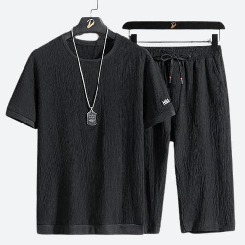 Herren-Set, zweiteilig, lässiger Baumwolle, für Sommerkleidung-1