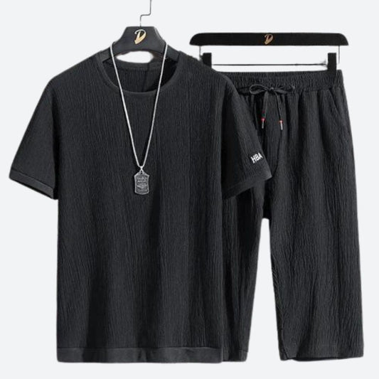 Herren-Set, zweiteilig, lässiger Baumwolle, für Sommerkleidung-1