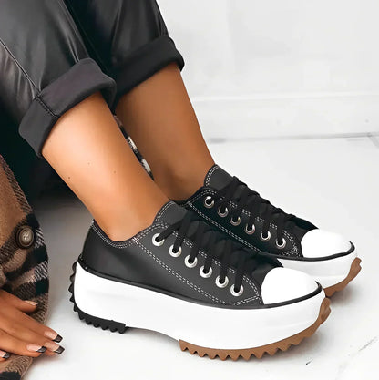 Damen-Plateau-Sneaker, synthetisches Material, bequemes Design 4