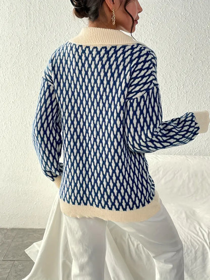 Damen Winterpullover Schlicht Acryl Lässige Passform-2