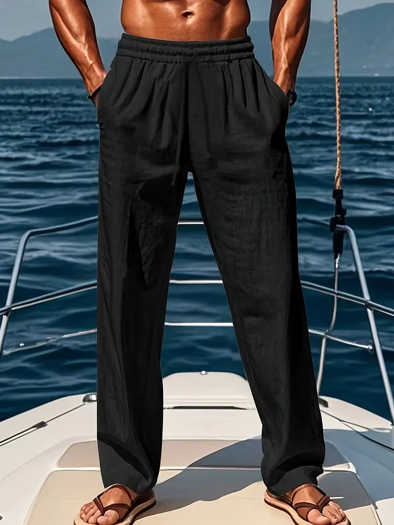 Herren-Leinenhose, geräumige Passform, hochwertig, Leinen-2