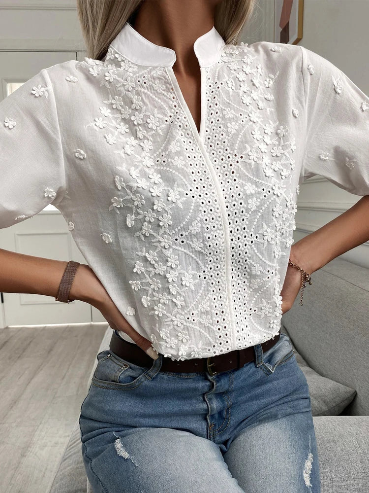 Damen-Party-Top, V-Ausschnitt, vielseitiges Design, hochwertiger Stoff-2