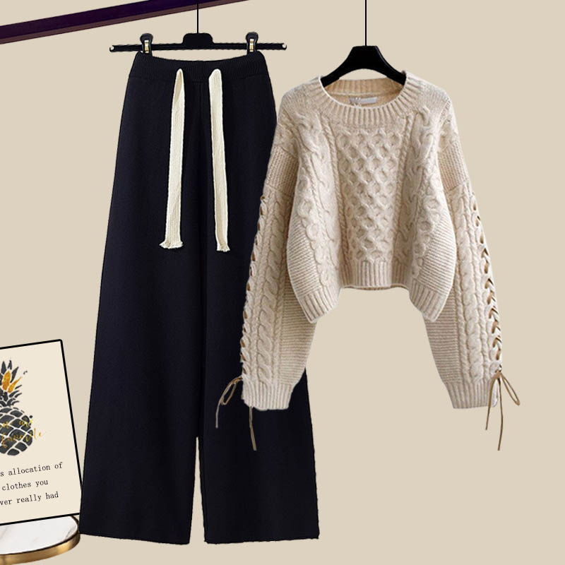 Damen-Kleidung-Set Gestrickter Pullover und Hose für den Herbst-1