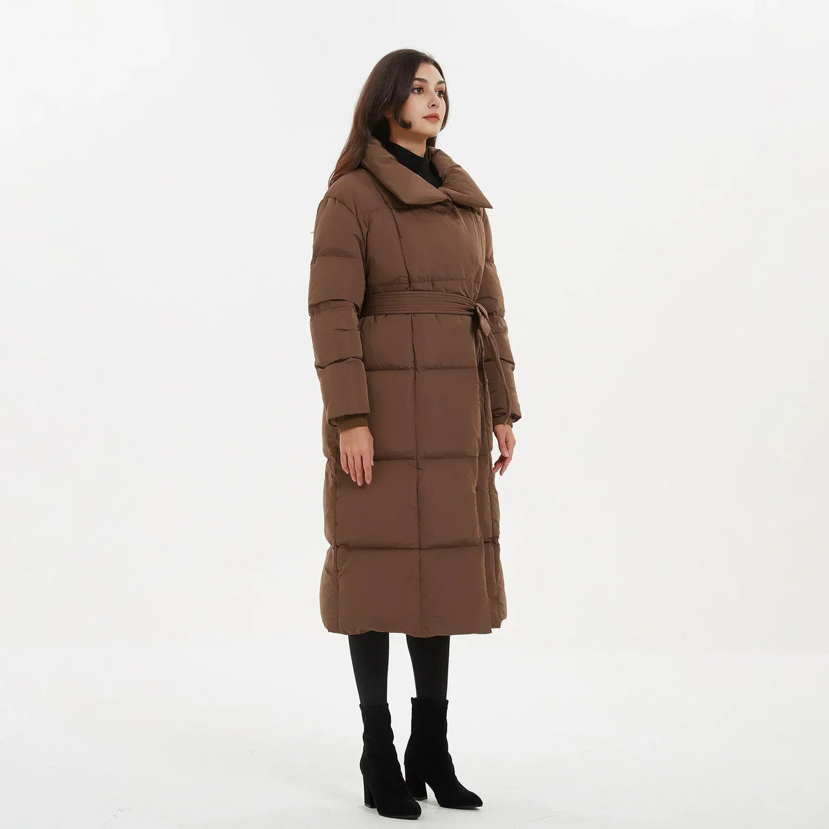 Damen-Winterjacke, lang, elegant, Design, hochwertig, Stoff-4