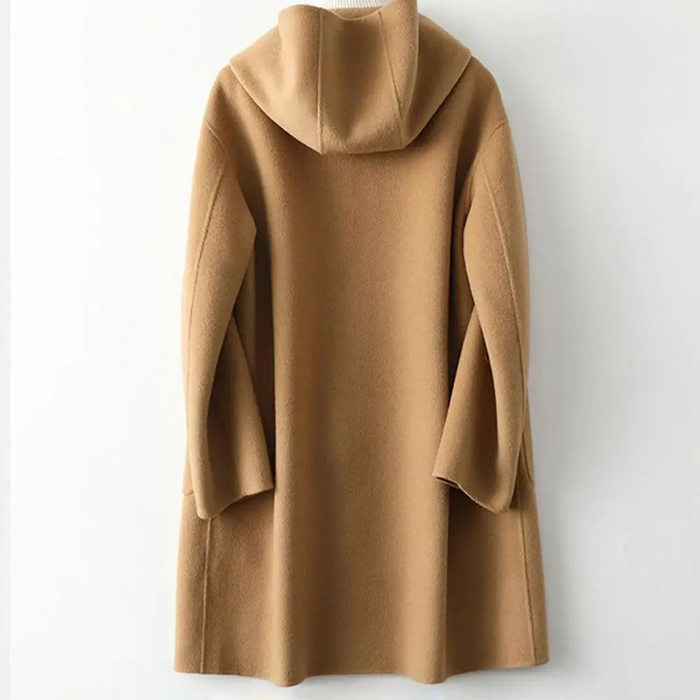 Langer Hoodie Damen mit Kapuze und großen Taschen aus Wolle und Polyester 3