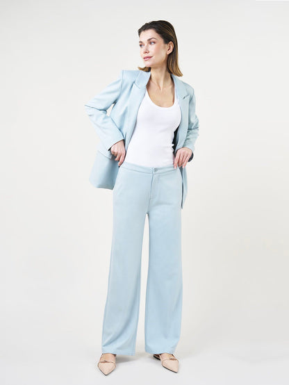Damen-Hose, hohe Taille, weites Bein, Stretch, Denim-2