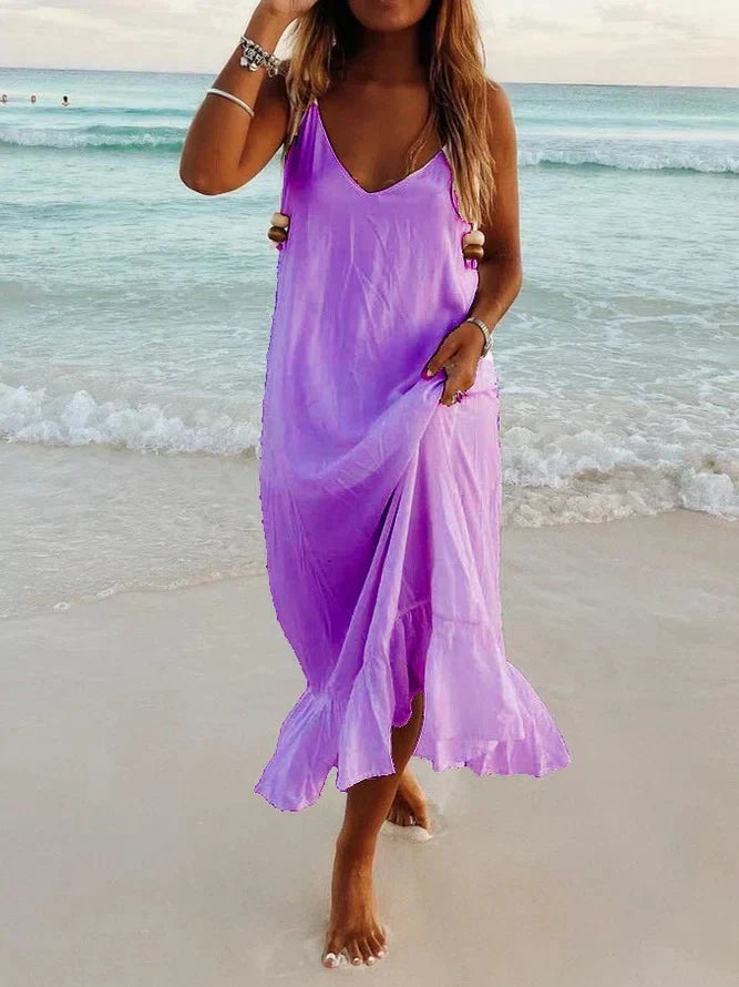 Damen-Kleid, Boho, leichtes Material, elegantes Design-4