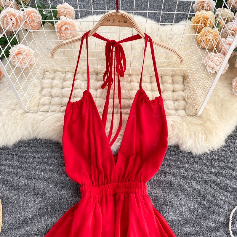 Maxikleid Damen A-Linie Chiffon Langes Kleid für Sommerparty und Strandausflug 1