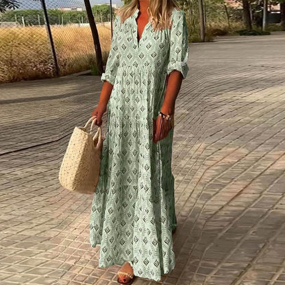 Damenkleid Boho V-Ausschnitt Luftiges Material-2