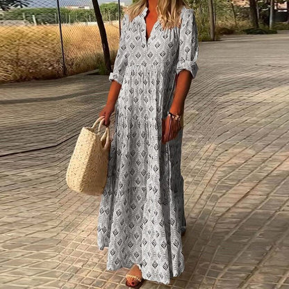 Damenkleid Boho V-Ausschnitt Luftiges Material-3