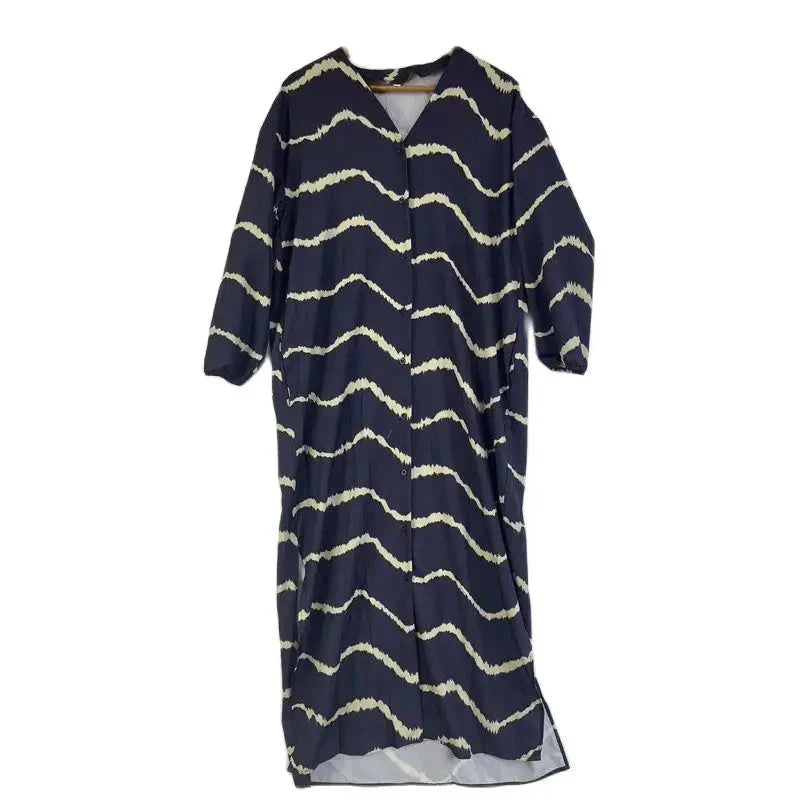 Langärmeliges Kleid Boho Locker Passform Polyester für Frauen-6