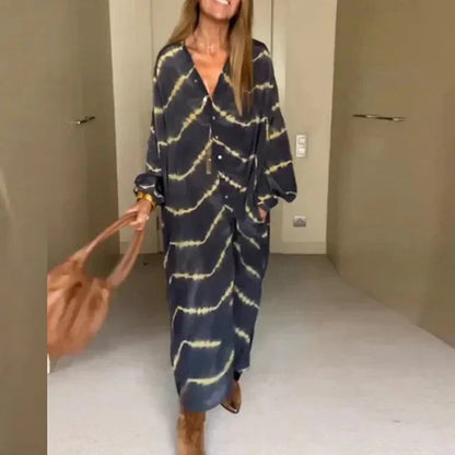 Langärmeliges Kleid Boho Locker Passform Polyester für Frauen-1
