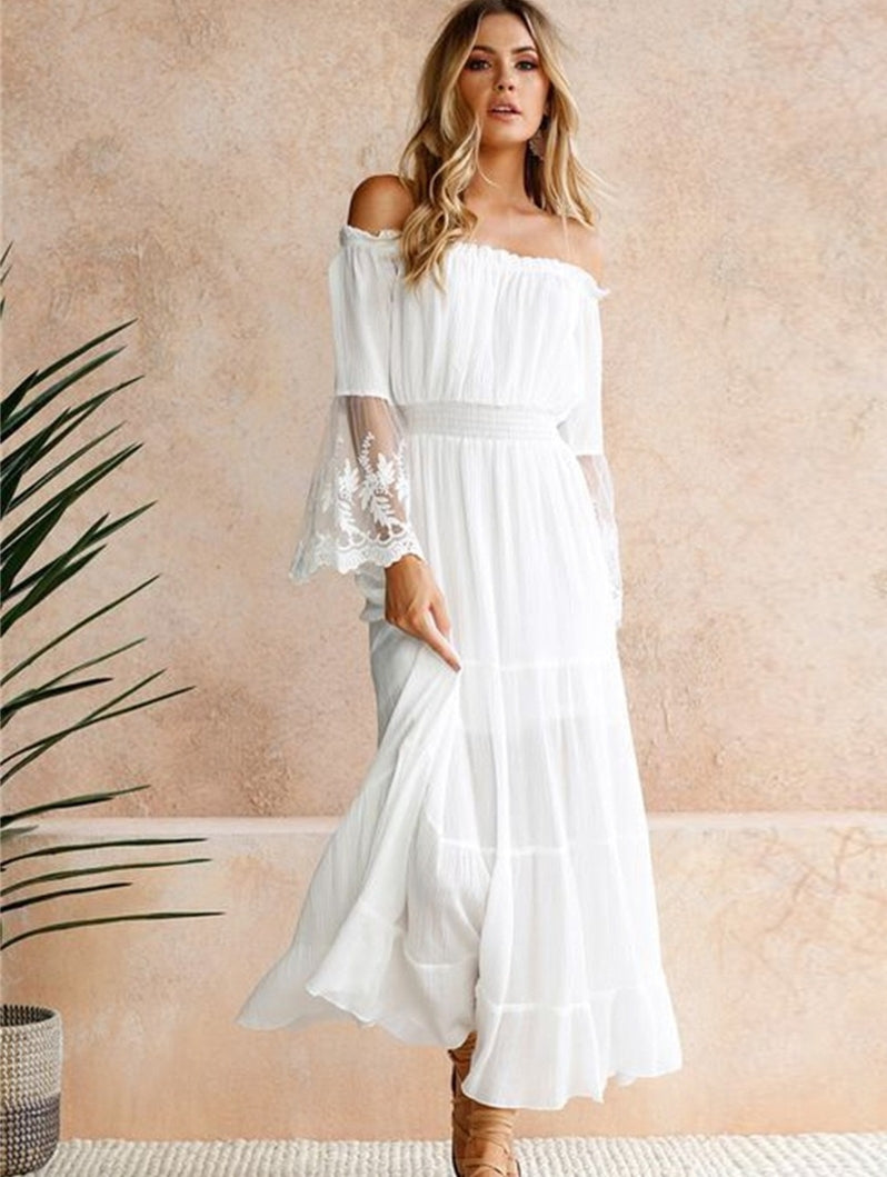 Variant image for Maxikleid Damen Spitzendetails V-Ausschnitt Polyester-1