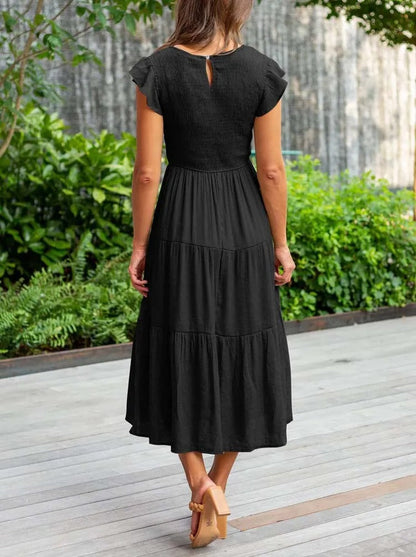 Damen-Midikleid, mit Schmetterlingsärmel und elegant Silhouette aus Polyester-6