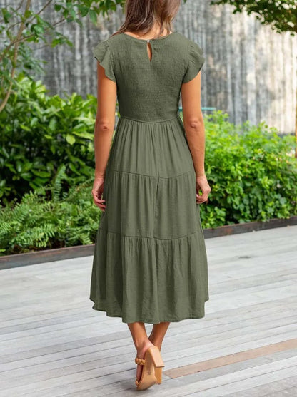 Variant image for Damen-Midikleid, mit Schmetterlingsärmel und elegant Silhouette aus Polyester-21
