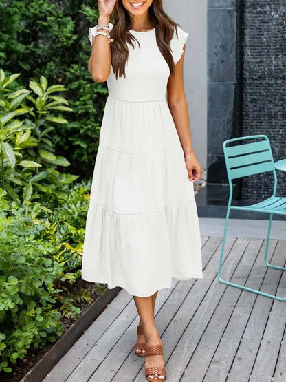 Damen-Midikleid, mit Schmetterlingsärmel und elegant Silhouette aus Polyester-5