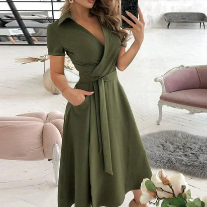 A-Linienkleid für Damen mit Taschen aus hochwertigem Stoff – Elegantes und funktionales Kleid für Alltag und Party 15