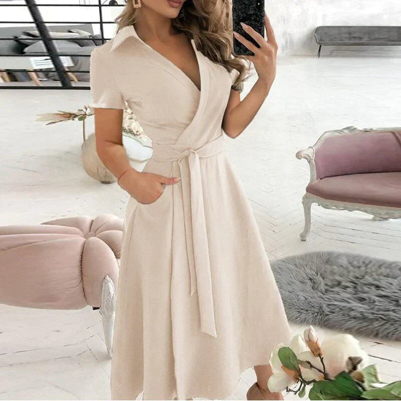 A-Linienkleid für Damen mit Taschen aus hochwertigem Stoff – Elegantes und funktionales Kleid für Alltag und Party 16