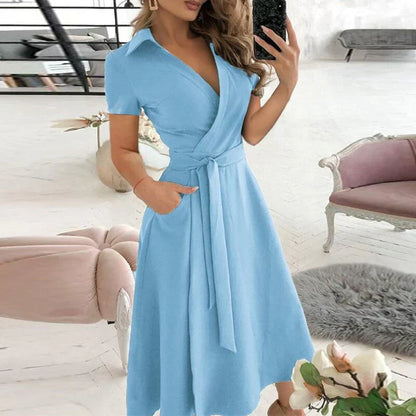 A-Linienkleid für Damen mit Taschen aus hochwertigem Stoff – Elegantes und funktionales Kleid für Alltag und Party 19
