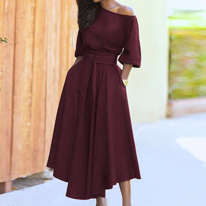 A-Linienkleid für Damen mit Taschen aus hochwertigem Stoff – Elegantes und funktionales Kleid für Alltag und Party 2
