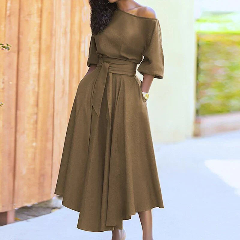 A-Linienkleid für Damen mit Taschen aus hochwertigem Stoff – Elegantes und funktionales Kleid für Alltag und Party 3