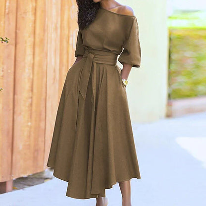 A-Linienkleid für Damen mit Taschen aus hochwertigem Stoff – Elegantes und funktionales Kleid für Alltag und Party 3