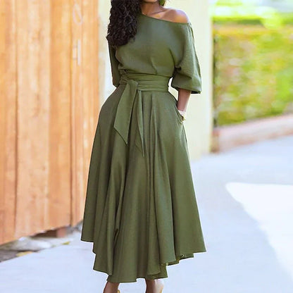 A-Linienkleid für Damen mit Taschen aus hochwertigem Stoff – Elegantes und funktionales Kleid für Alltag und Party 4