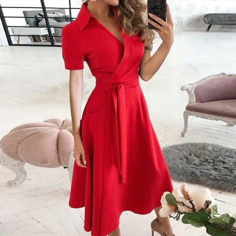 A-Linienkleid für Damen mit Taschen aus hochwertigem Stoff – Elegantes und funktionales Kleid für Alltag und Party 13