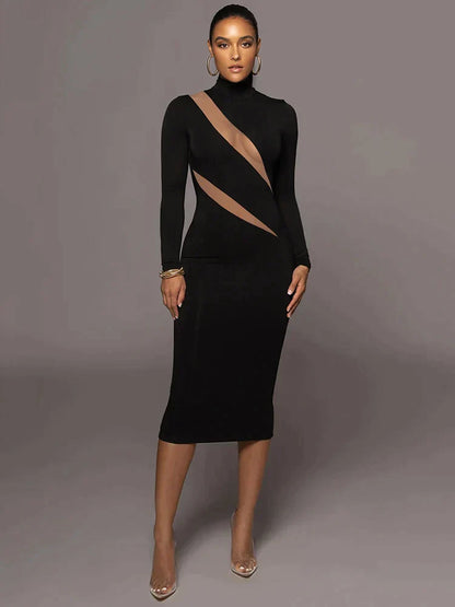 Variant image for Maxikleid Damen Lang Ärmel Gemustert Polyester-1