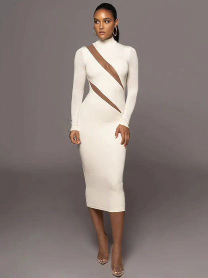 Variant image for Maxikleid Damen Lang Ärmel Gemustert Polyester-7