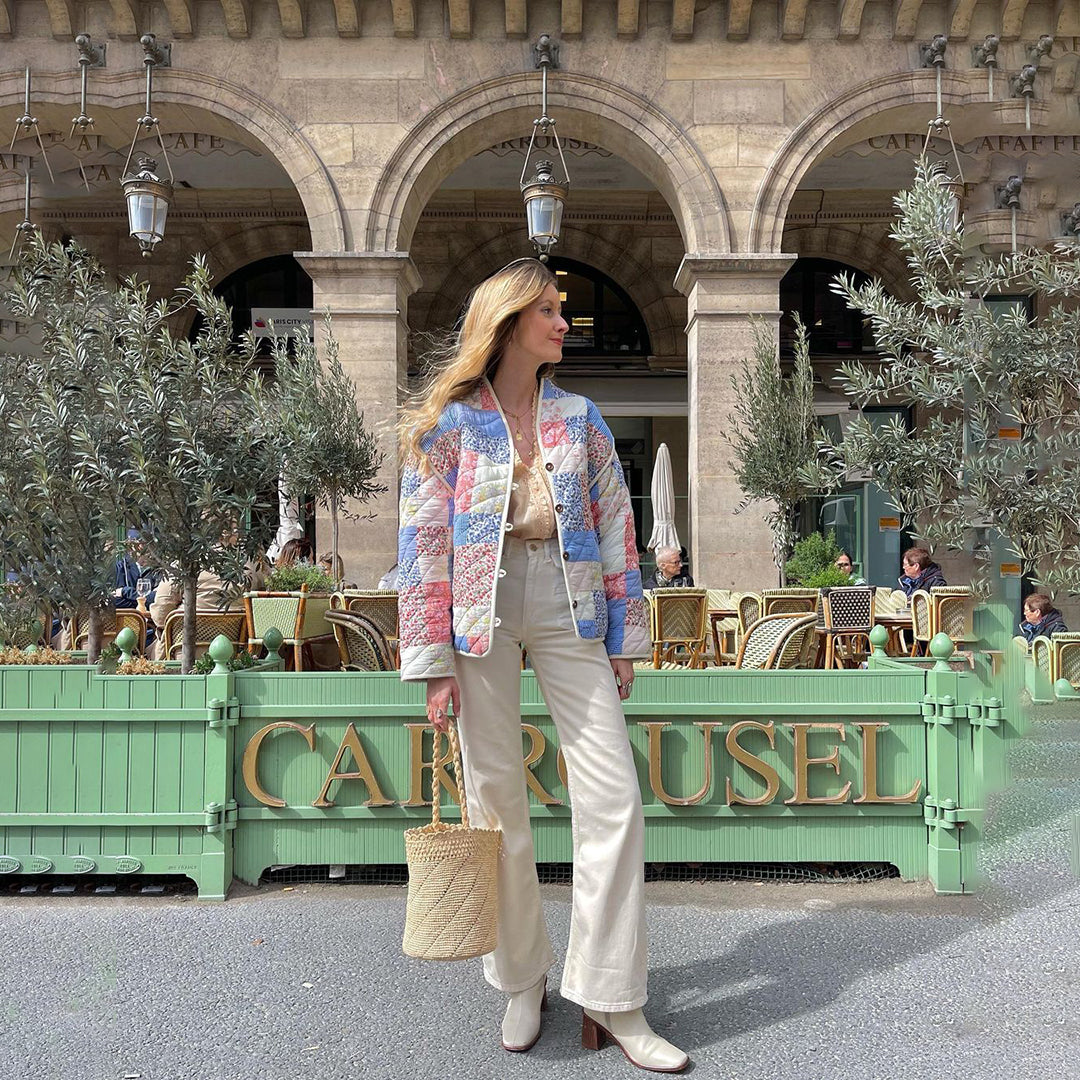 Variant image for Damenjacke Blumenmuster Oversized Baumwollmischung-11