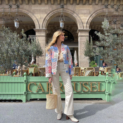 Variant image for Damenjacke Blumenmuster Oversized Baumwollmischung-11