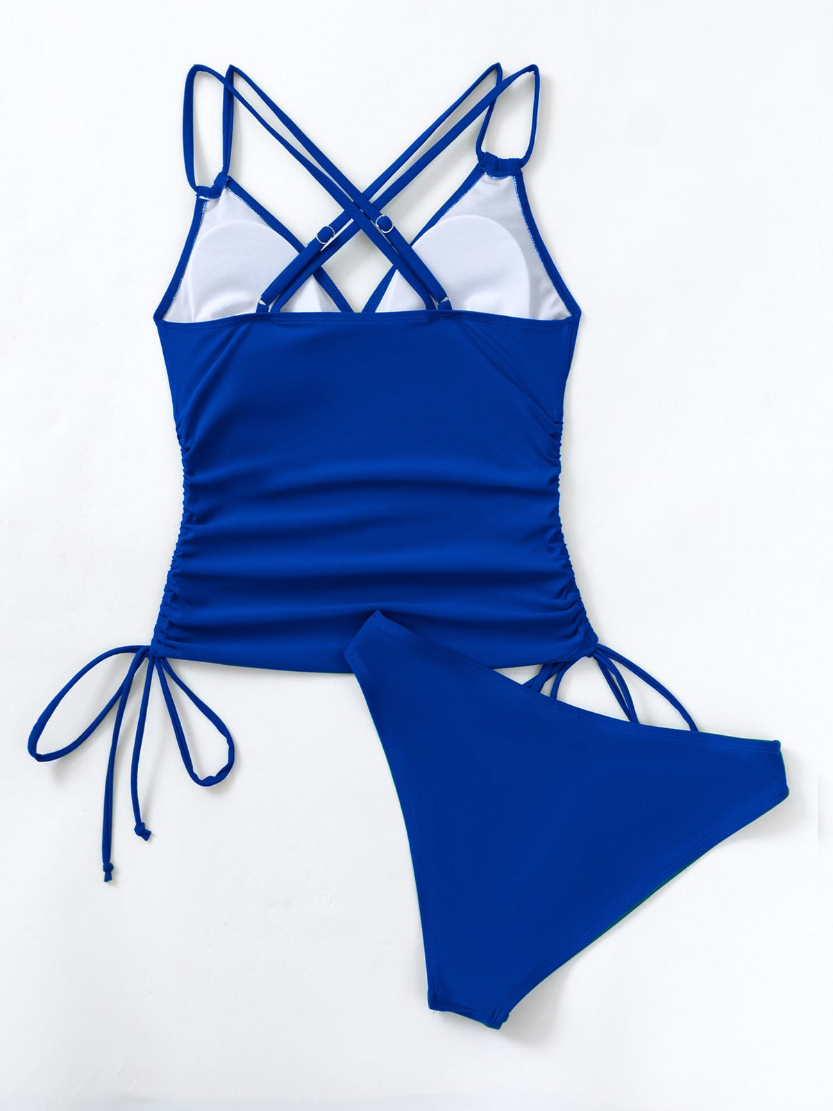 Schwarzer Tankini für Damen mit gekreuzten Trägern und V-Ausschnitt – bequeme Badebekleidung für Strand und Pool 5
