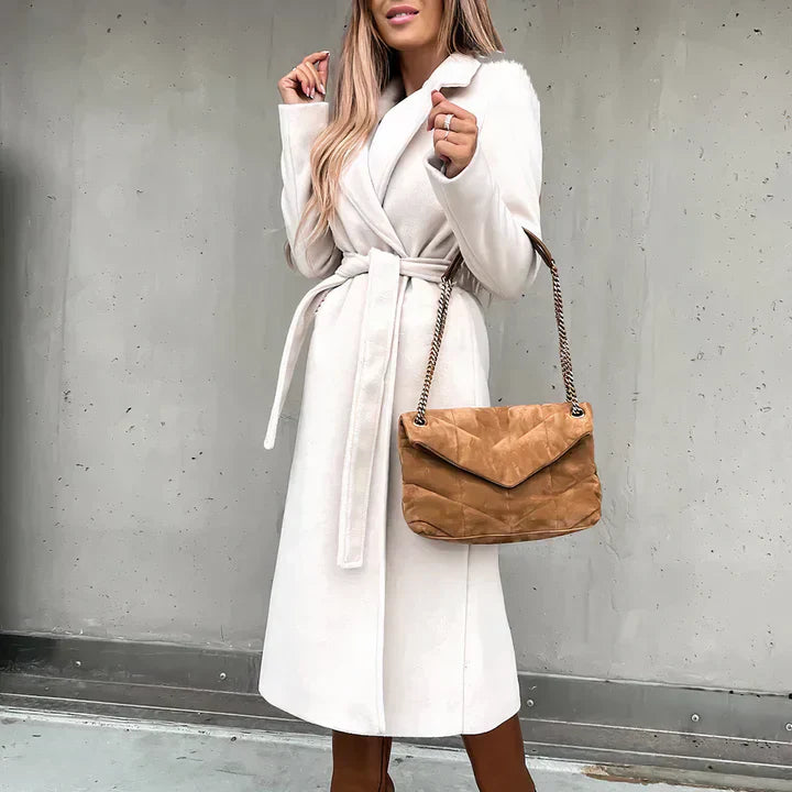 Eleganter Trenchcoat aus Wollmix für Damen – normale Passform, perfekt für Lagen-Look, in mehreren Farben erhältlich 2