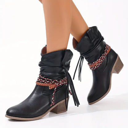 Damen-Stiefel, Cowboy-Stil, klassisches Design, Leder-5
