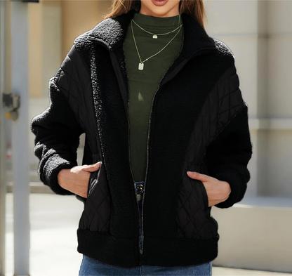 Damenjacke Gesteppt Fleece Patchwork-Design-4
