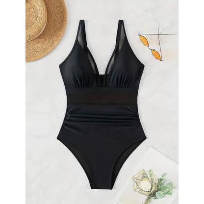 Badeanzug Damen U-förmiger Ausschnitt Bequemes Nylon Spandex-4