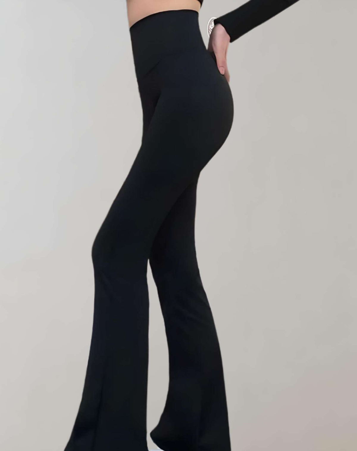 Damen-Hose, hohe Taille, weites Bein, atmungsaktiver Stoff 2