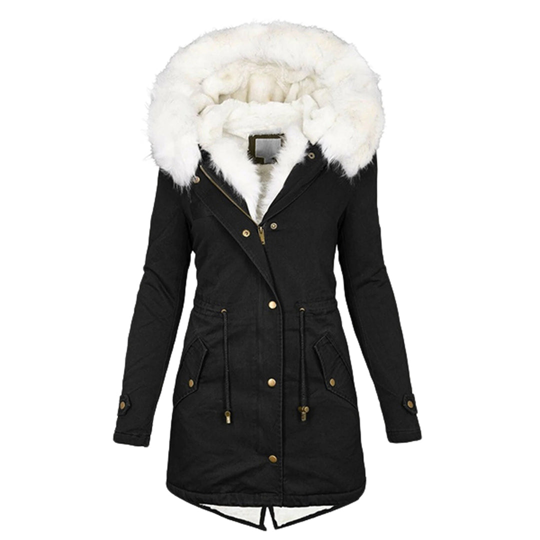 Langer Wintermantel Damen Fleece-gefüttert Trendig Polyester 1