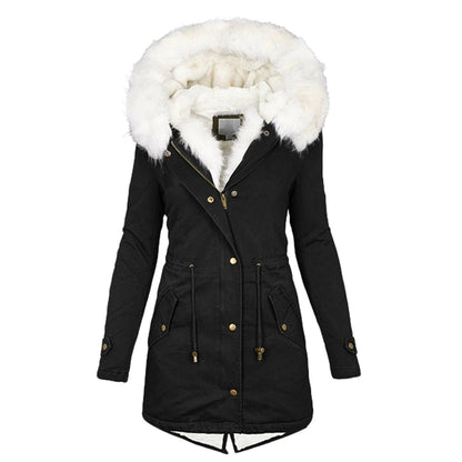 Langer Wintermantel Damen Fleece-gefüttert Trendig Polyester 1