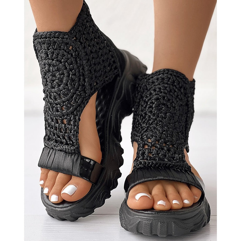 Damen-Sandalen, geflochten, mit stoßdämpfender Sohle aus Synthetikmaterial-2