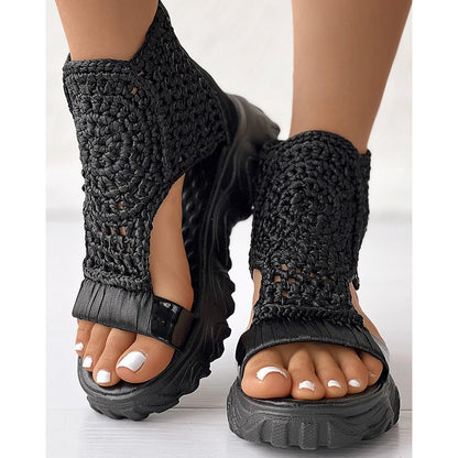 Damen-Sandalen, geflochten, mit stoßdämpfender Sohle aus Synthetikmaterial-2