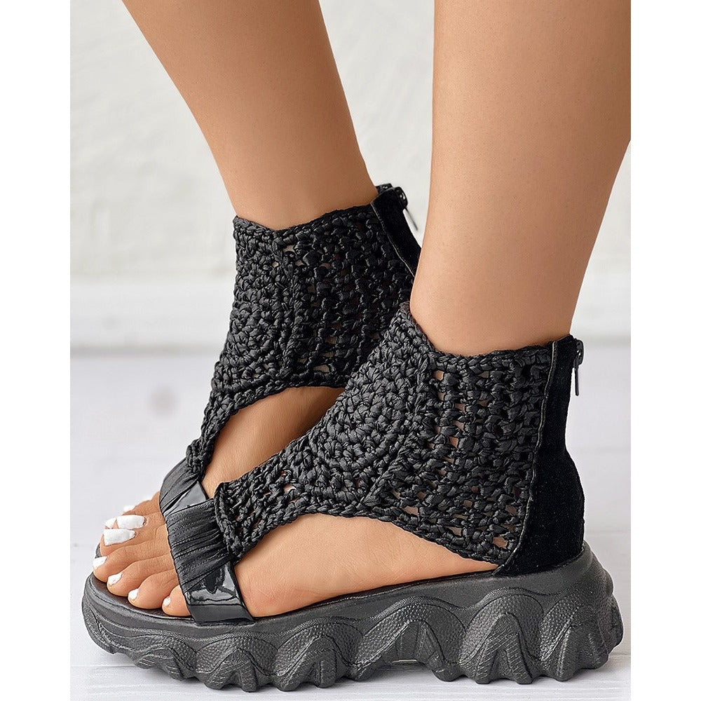 Damen-Sandalen, geflochten, mit stoßdämpfender Sohle aus Synthetikmaterial-4