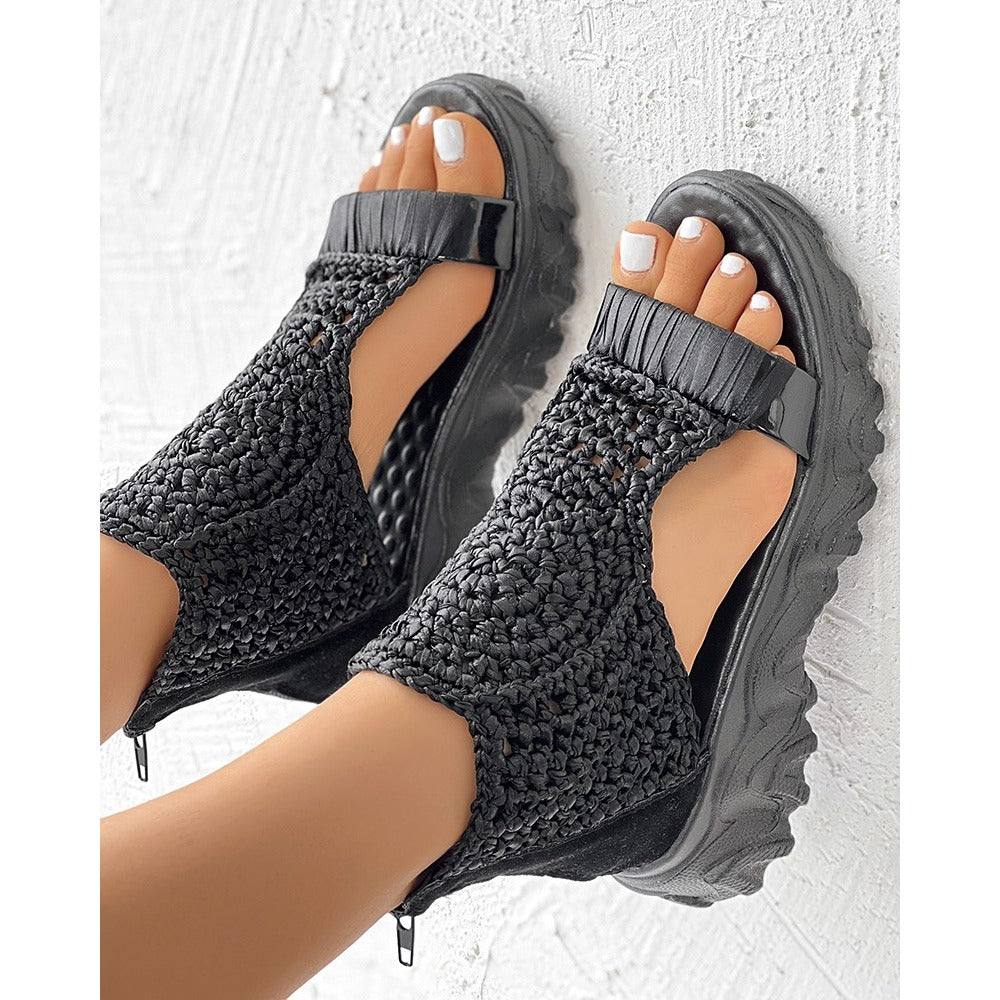 Damen-Sandalen, geflochten, mit stoßdämpfender Sohle aus Synthetikmaterial-3