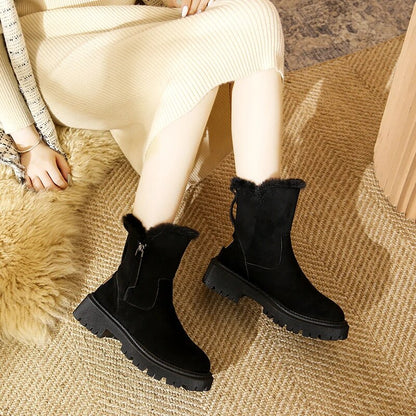 Gefütterte Damen-Winterstiefel, aus Wildleder mit rutschfester Sohle und elastischer Passform 4