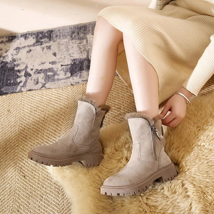 Gefütterte Damen-Winterstiefel, aus Wildleder mit rutschfester Sohle und elastischer Passform 2